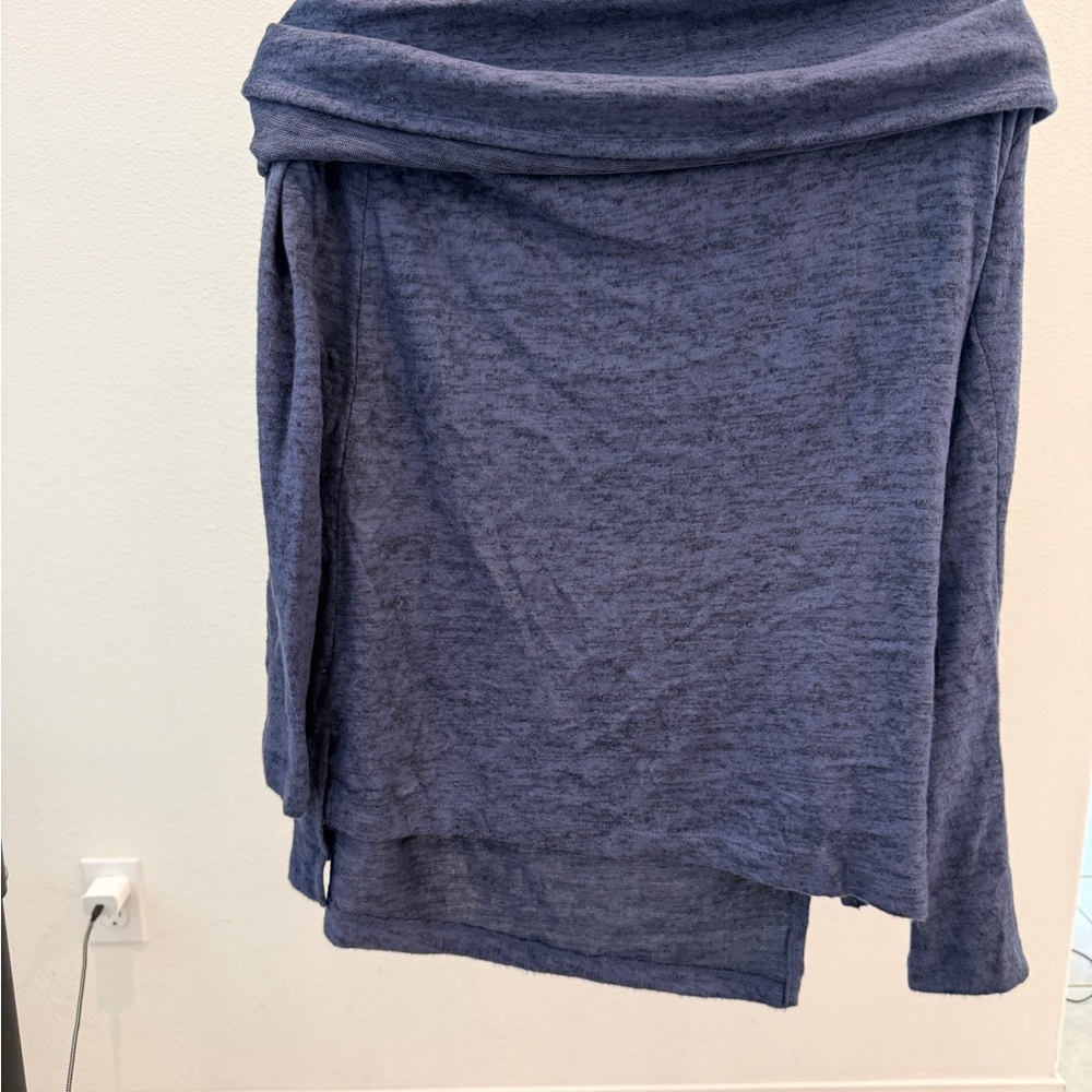 Saks Fifth Avenue Heathered Navy Blue Cowl Neck Top
